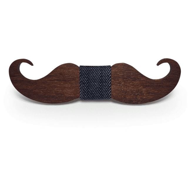 Dark Wood Moustache Denim Adult Bow Tie Bow Ties Clinks Australia Dark Wood Moustache Denim Adult Bow Tie 