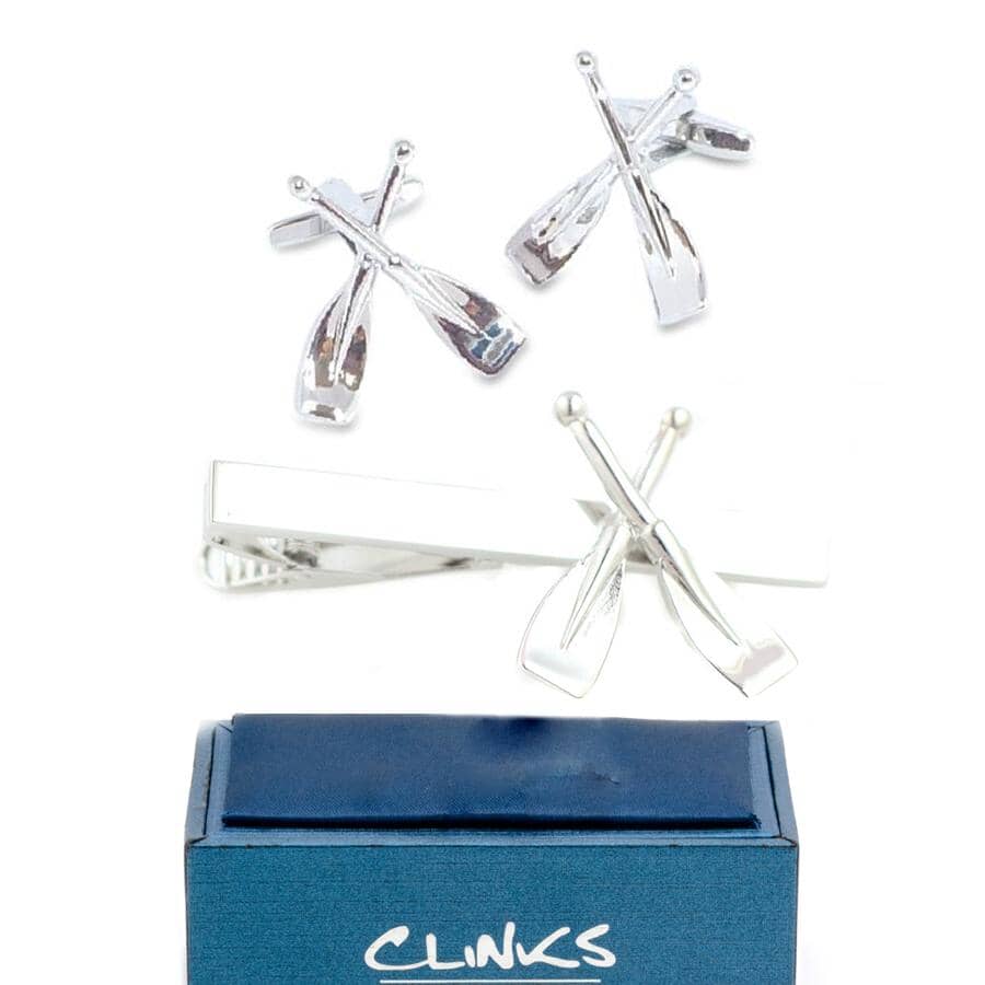 Crossed Oars or Paddles Cufflinks & Tie Clip Set Gift Set Clinks Australia 