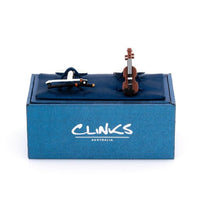 Colour Violin and Bow Cufflinks Novelty Cufflinks Clinks Australia
