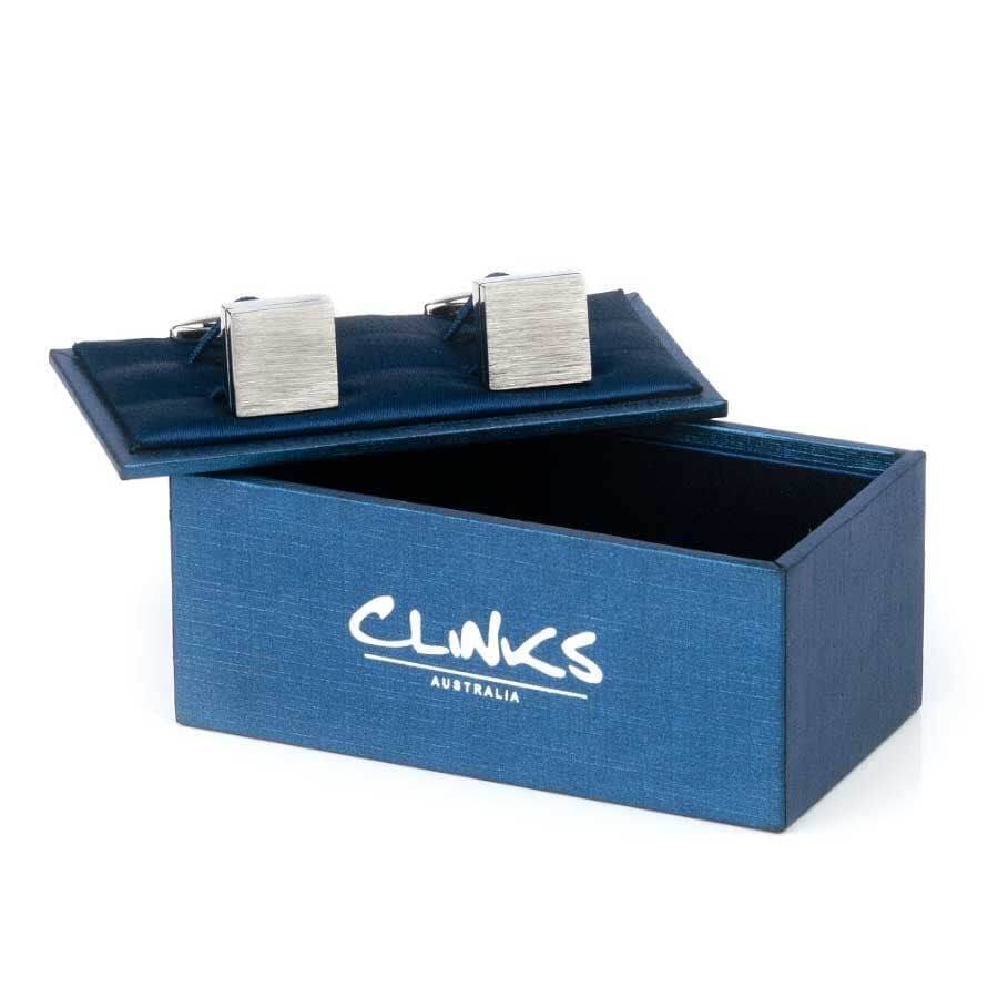 Brushed Square Silver Cufflinks Classic & Modern Cufflinks Clinks Australia 