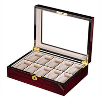 Dark Cherry Wooden Watch Box for 10 Watches Watch Boxes Clinks