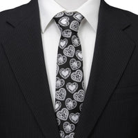 Black and White Paisley Heart Men's Tie Ties Clinks Australia