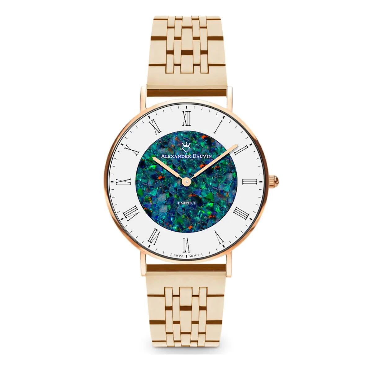 Romano Ridge Red Swiss Rose Gold Opal Watch 36MM with Rose Gold Jubilee Strap Watches Clinks 