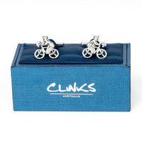 Silver Bicycle Cyclist Cufflinks Novelty Cufflinks Clinks Australia