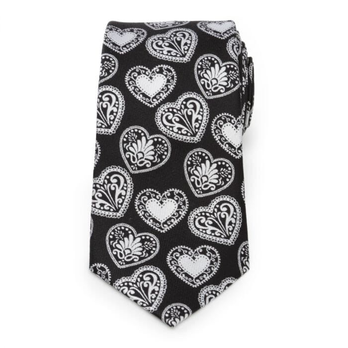 Black and White Paisley Heart Men's Tie Ties Clinks Australia 