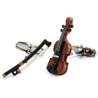 Colour Violin and Bow Cufflinks Novelty Cufflinks Clinks Australia