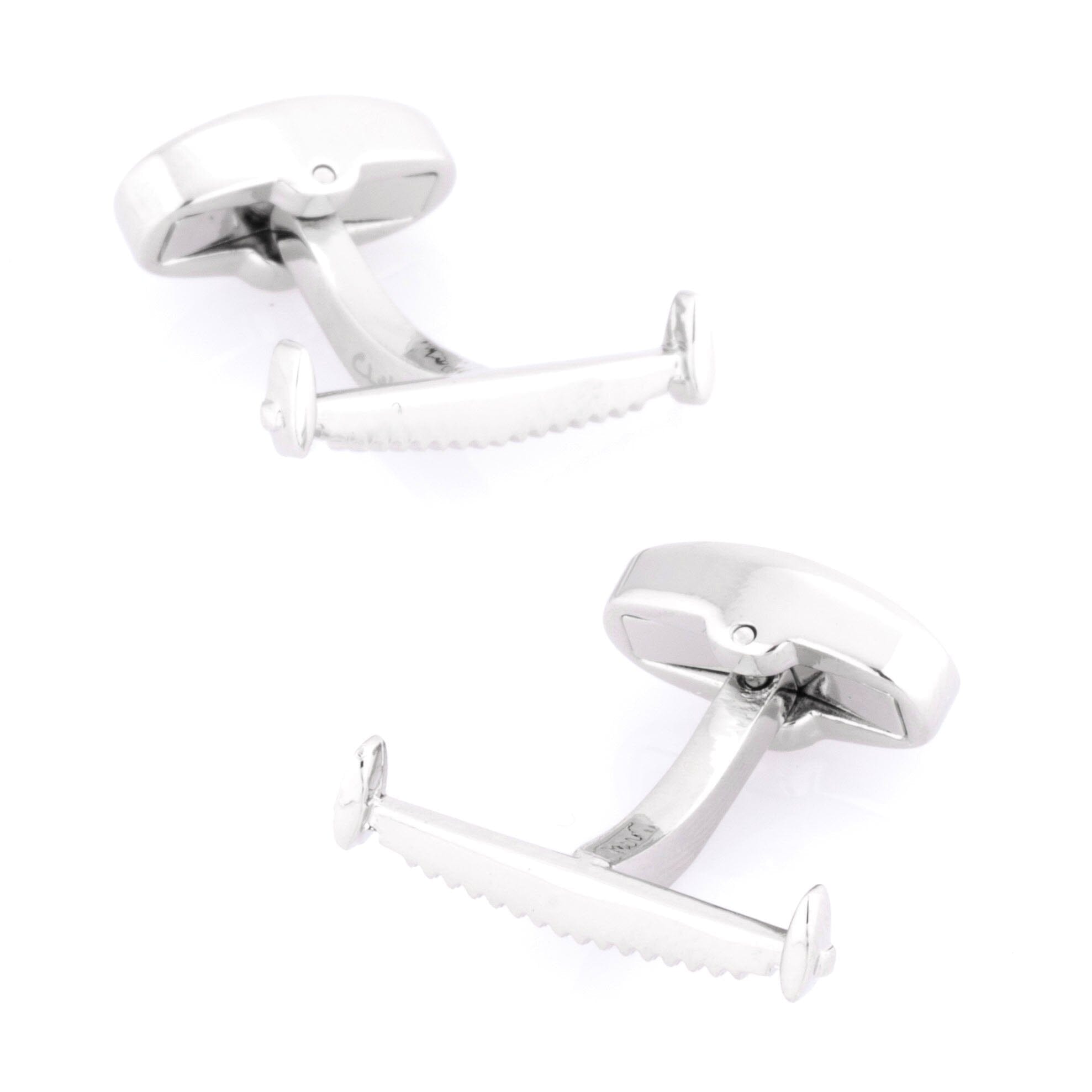 Double Handle Saw Cufflinks Novelty Cufflinks Clinks Australia Double Handle Saw Cufflinks 