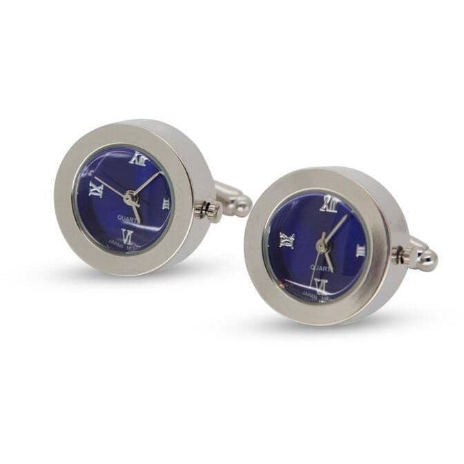 Round Blue Faced Working Clock Watch Cufflinks Novelty Cufflinks Clinks Australia Round Blue Faced Working Clock Watch Cufflinks 