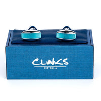 Aqua Blue Cateye Cufflinks Classic & Modern Cufflinks Clinks Australia