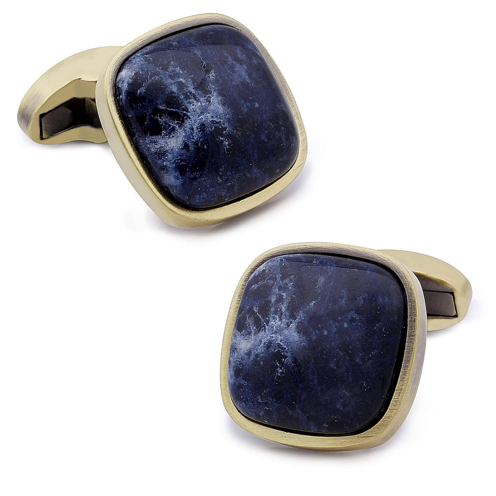 Sodalite in Antique Brass Cufflinks Classic & Modern Cufflinks Clinks Australia 