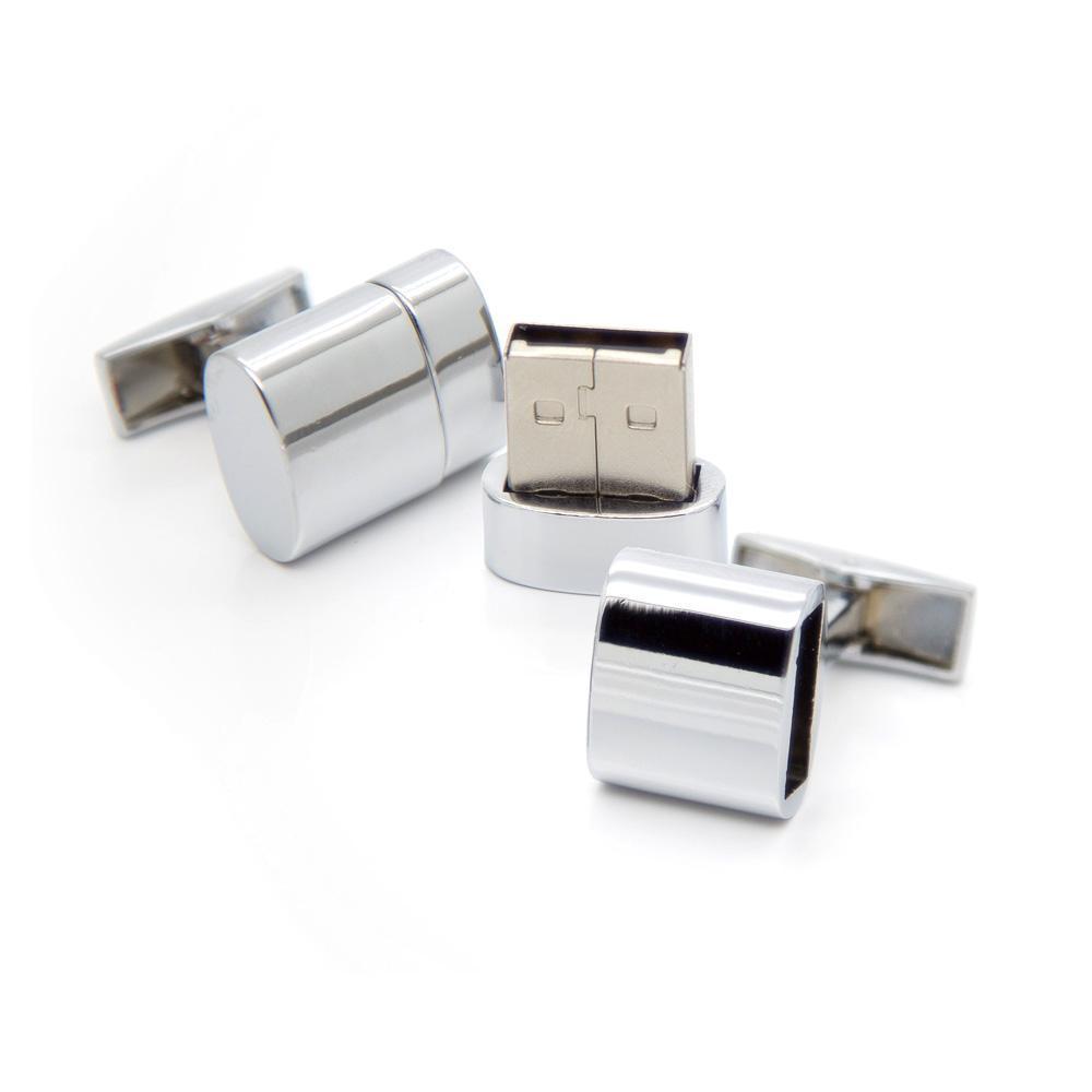 Working USB Cufflinks 32Gb Oval Flash Drive in Silver Novelty Cufflinks Clinks Australia 