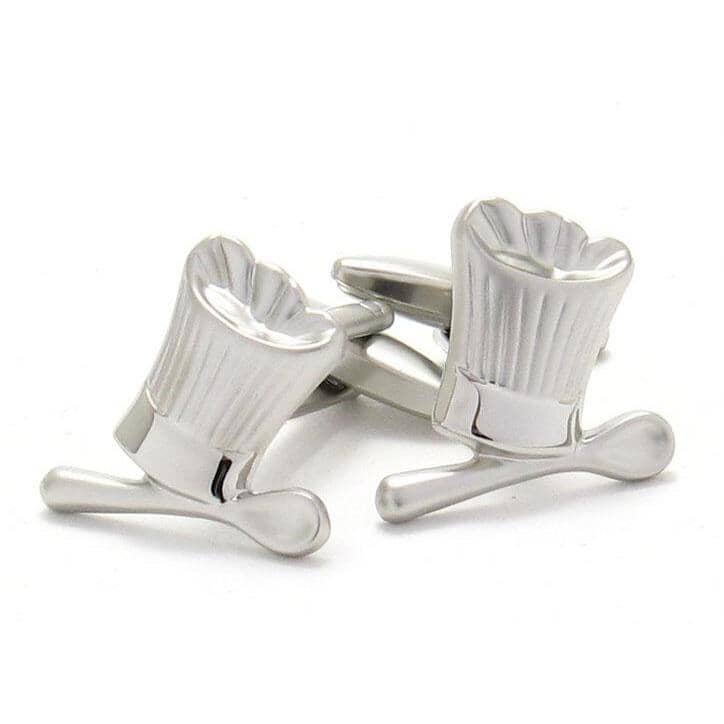 Chefs Hat & Spoon Silver Cufflinks Novelty Cufflinks Clinks Australia 