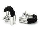 Silver Black Leather Wrap Around Cufflinks Classic & Modern Cufflinks Clinks Australia