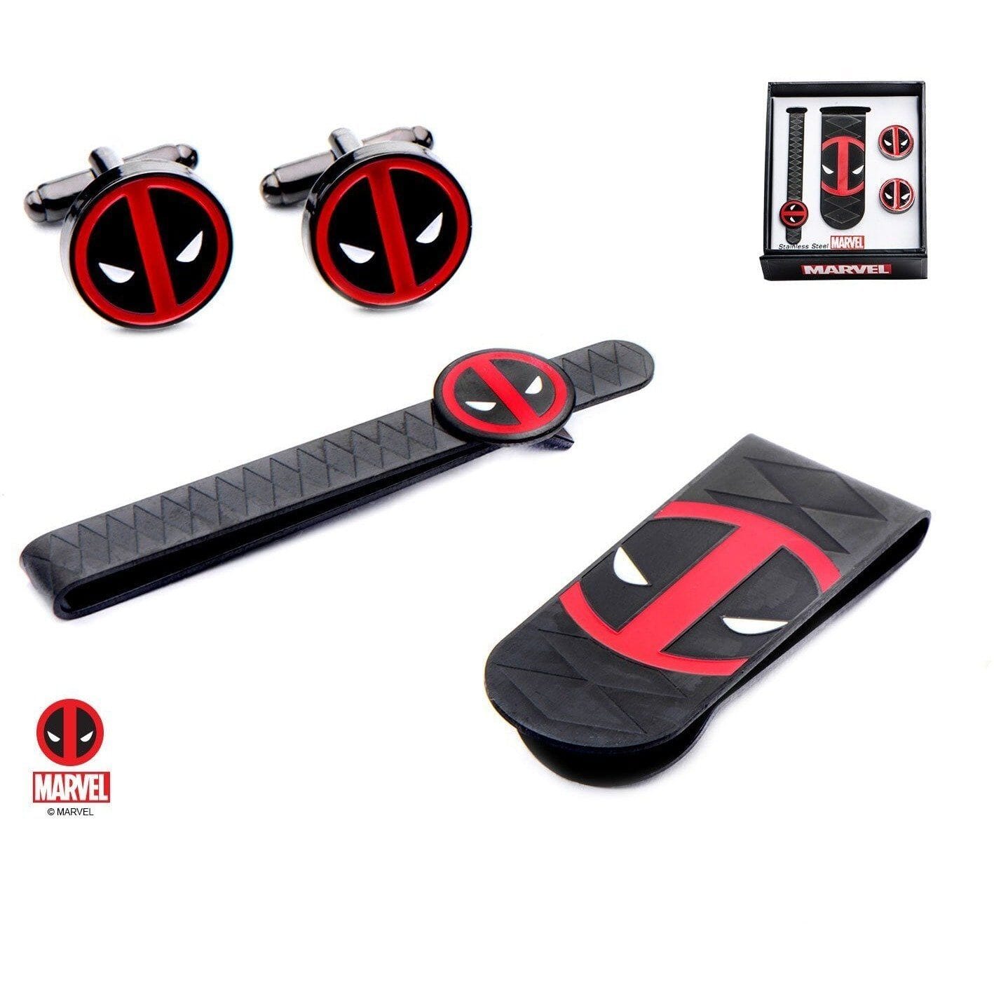Marvel Deadpool Gift Set with Cufflinks Tie Bar and Money Clip Novelty Cufflinks Marvel Comics Marvel Deadpool Gift Set with Cufflinks Tie Bar and Money Clip 