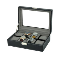 Black Leather Watch Box for 8 Watches Watch Boxes Clinks