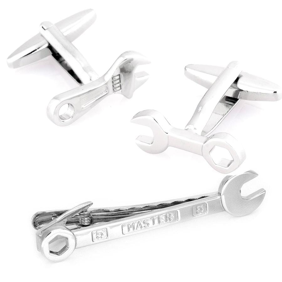 Spanner Wrench Cufflinks & Tie Clip Set Gift Set Cuffed.com.au Default 