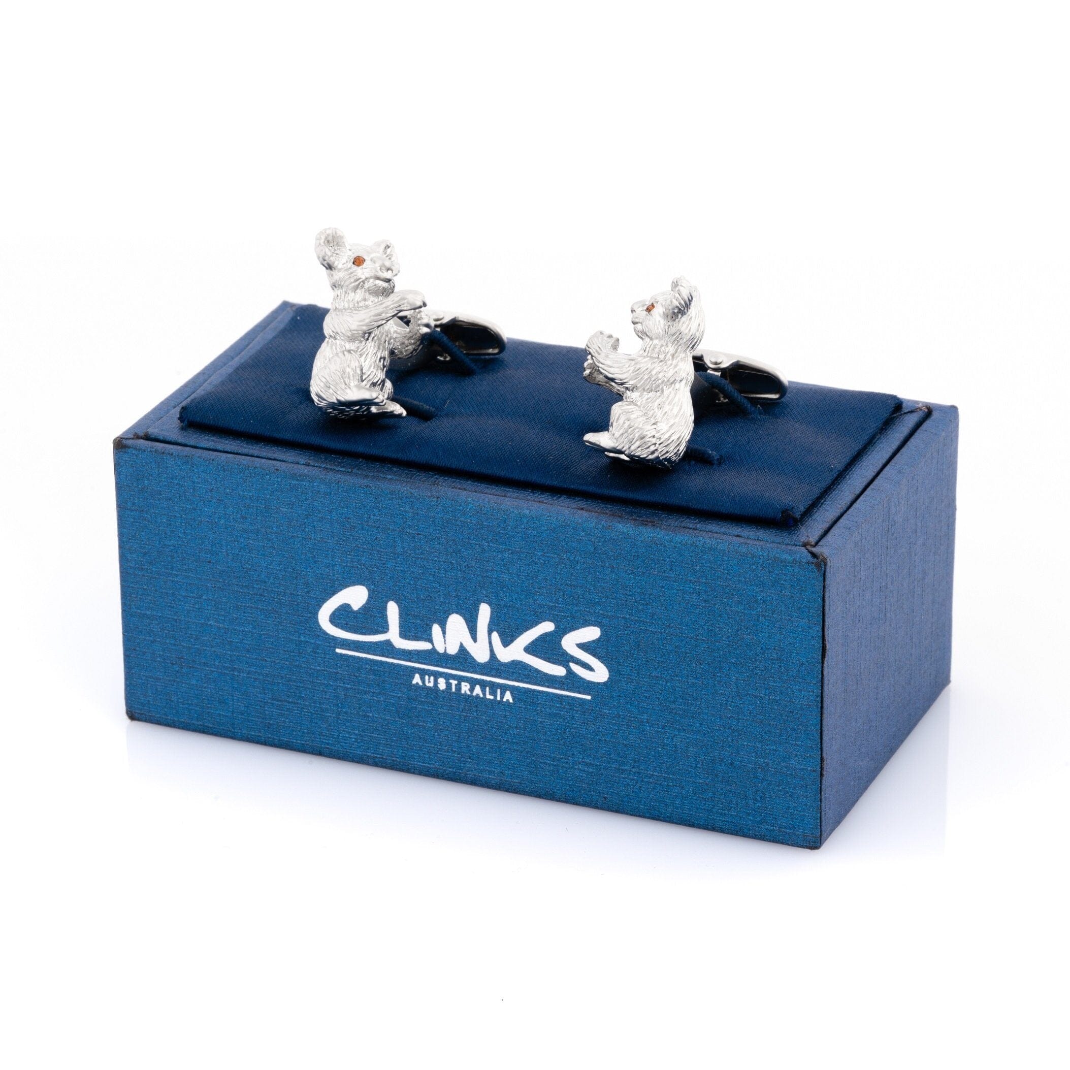 Silver Koala Cufflinks with Crystal Eyes Novelty Cufflinks Clinks Australia 