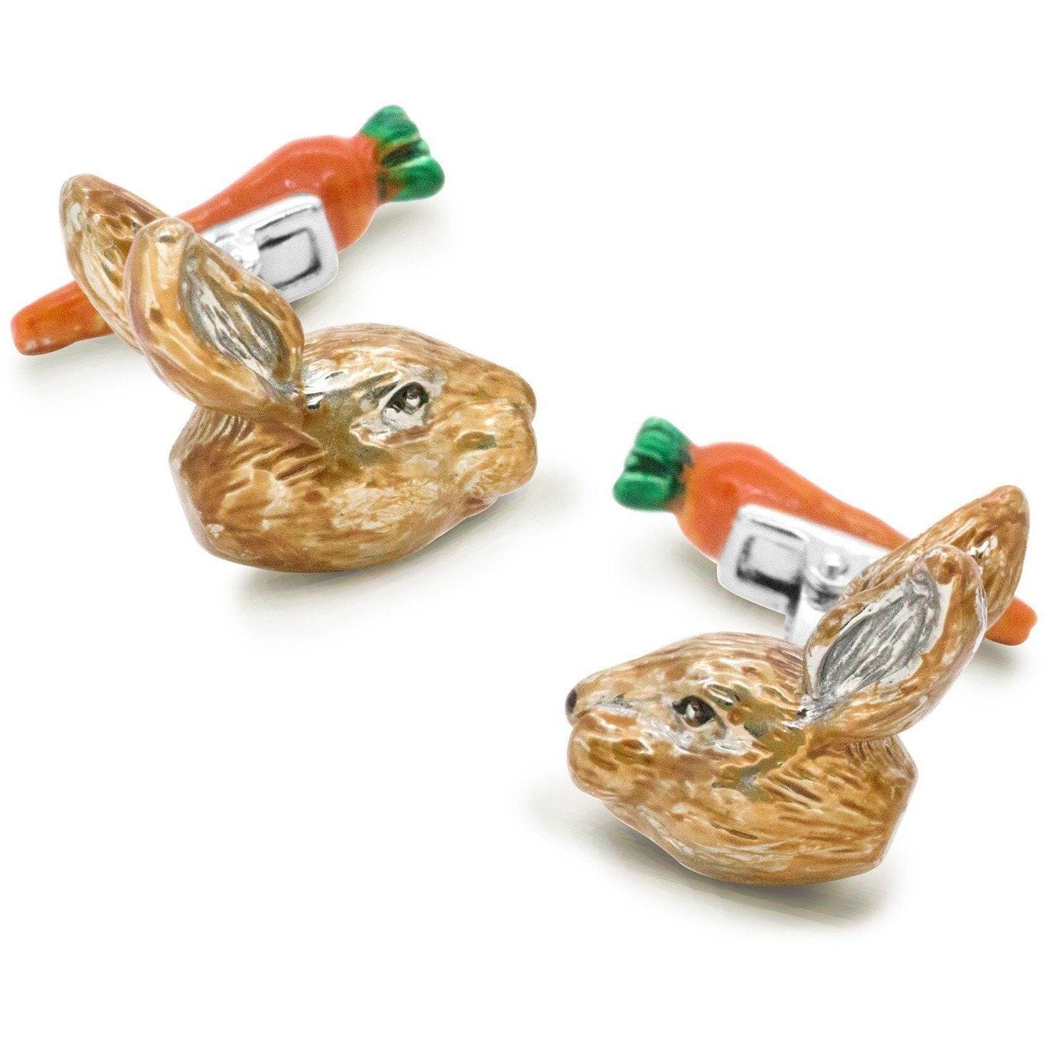 Colour Bunny Rabbit Head and Carrot Back Cufflinks Novelty Cufflinks Clinks Australia Colour Bunny Rabbit Head and Carrot Back Cufflinks 