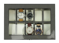Carbon Fibre Wooden Watch Box for 10 Watches Watch Boxes Clinks
