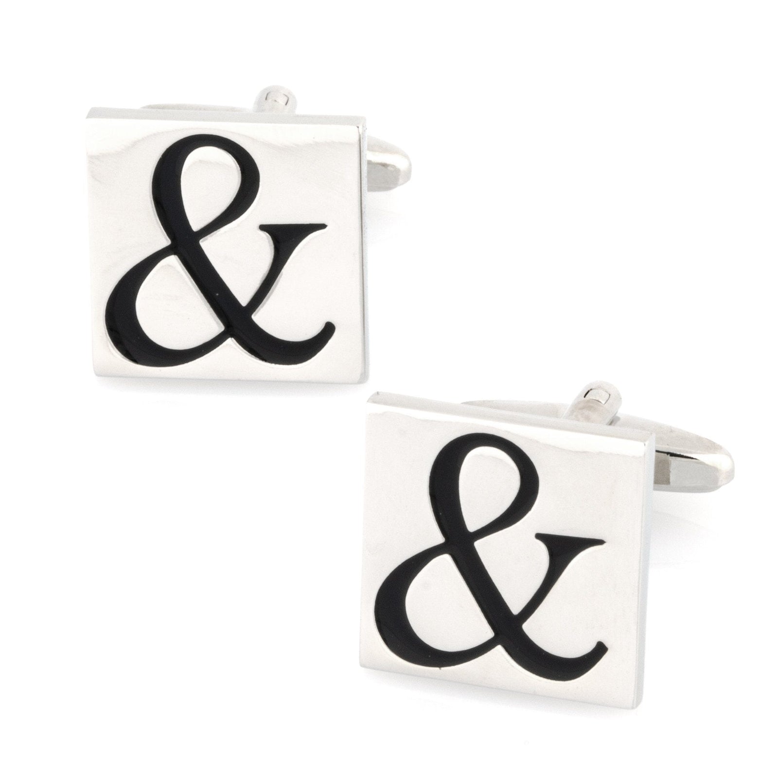 Black Ampersand & Symbol on Silver Square Cufflinks Novelty Cufflinks Clinks Australia Black Ampersand & Symbol on Silver Square Cufflinks 