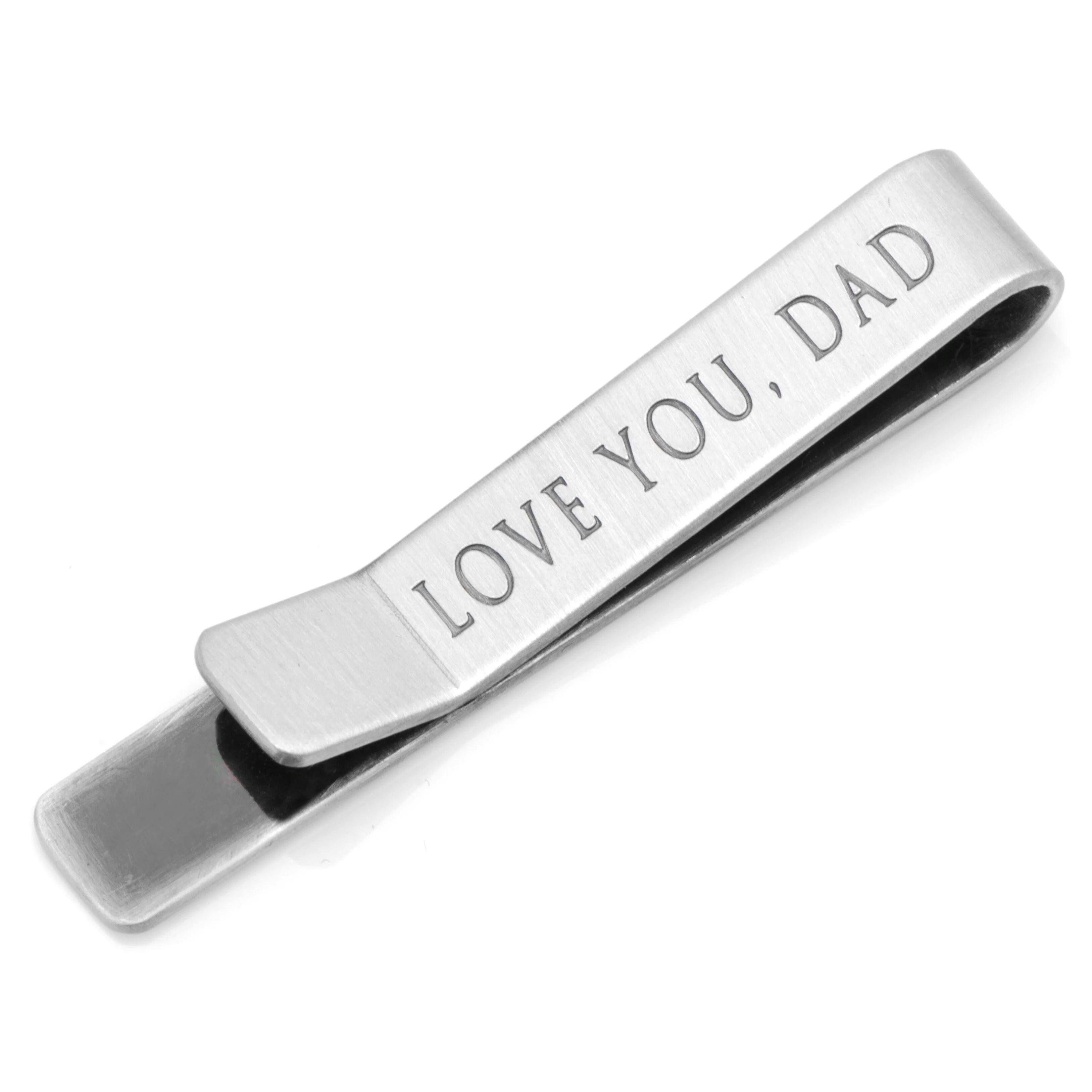 Brushed Silver "Love You, Dad" Tie Clip Tie Clips Clinks 