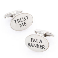 Trust Me I'm a Banker Cufflinks Novelty Cufflinks Clinks Australia "Trust Me, I'm a Banker" Cufflinks
