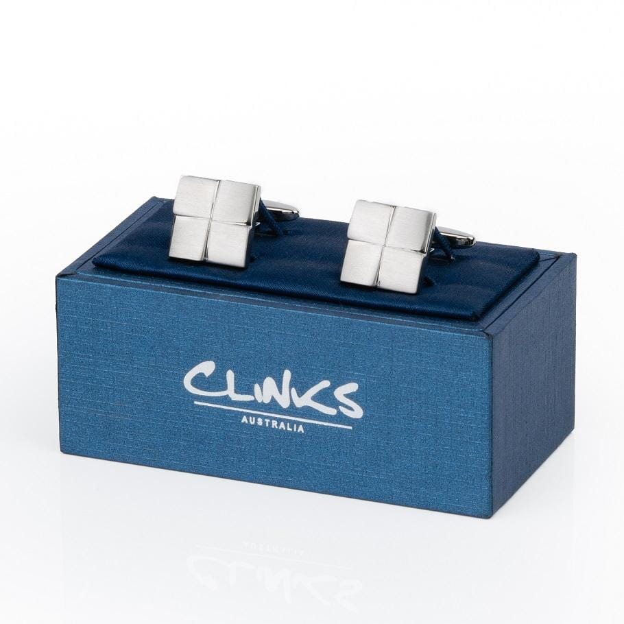 Silver Four-Square Cufflinks Classic & Modern Cufflinks Clinks Australia 