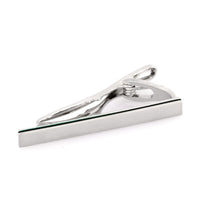 Brushed Silver with Black Edge Small Tie Clip Tie Bars Clinks Brushed Silver with Black Edge Small Tie Clip