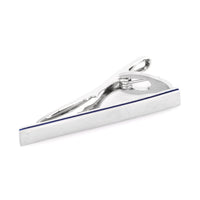Brushed Silver with Dark Blue Edge Small Tie Clip Tie Clips Clinks Australia Brushed Silver with Dark Blue Edge Small Tie Clip