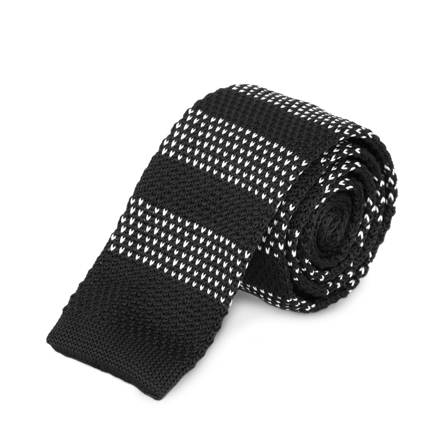 Black and White Stripe Knitted Tie Ties Cuffed.com.au 