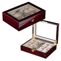 Dark Cherry Wooden Watch Box for 10 Watches Watch Boxes Clinks