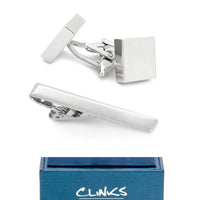 Silver Square Engravable Cufflinks & Tie Clip Set Gift Set Clinks Australia