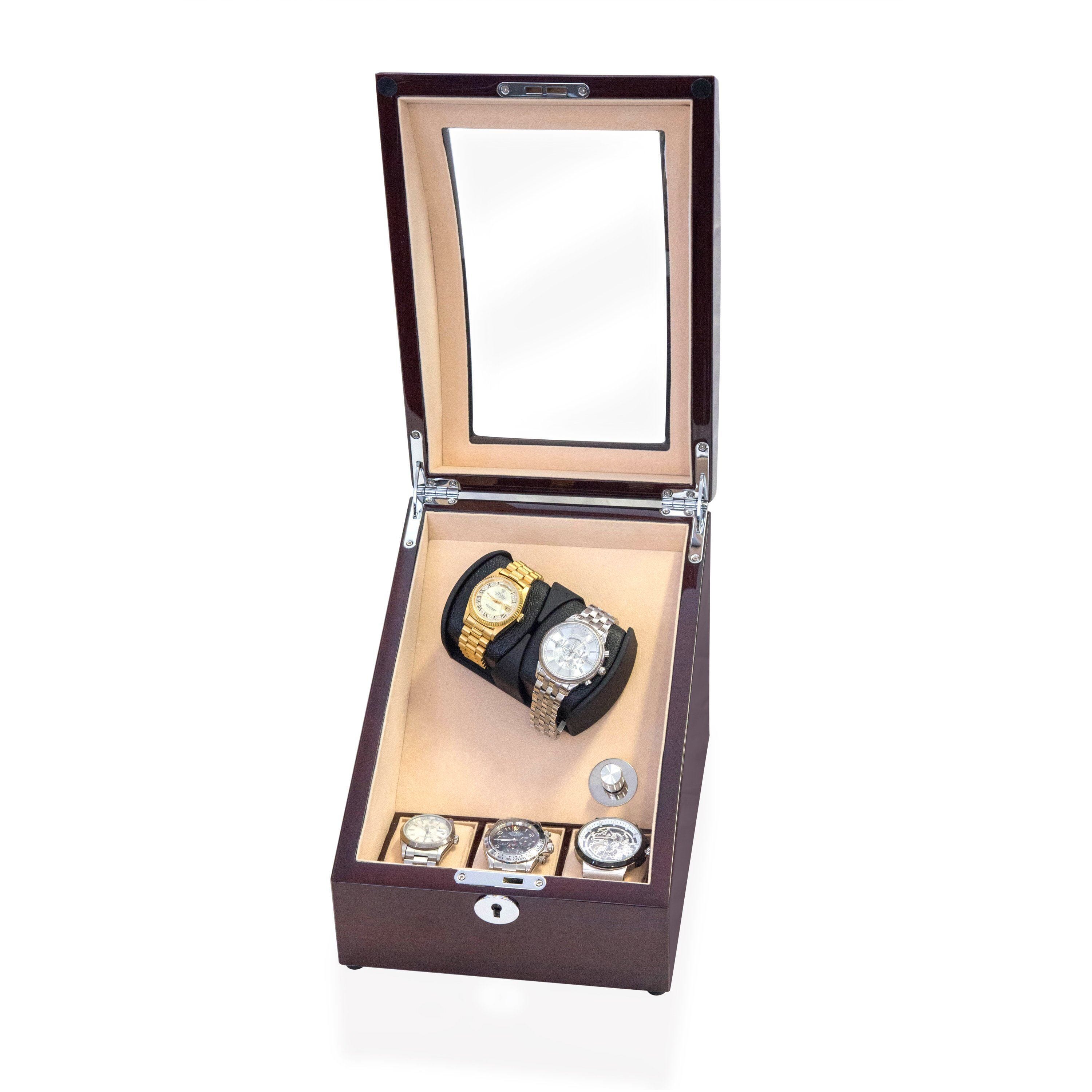 Avoca Watch Winder Box for 2 + 3 watches in Mahogany Watch Winder Boxes Clinks 
