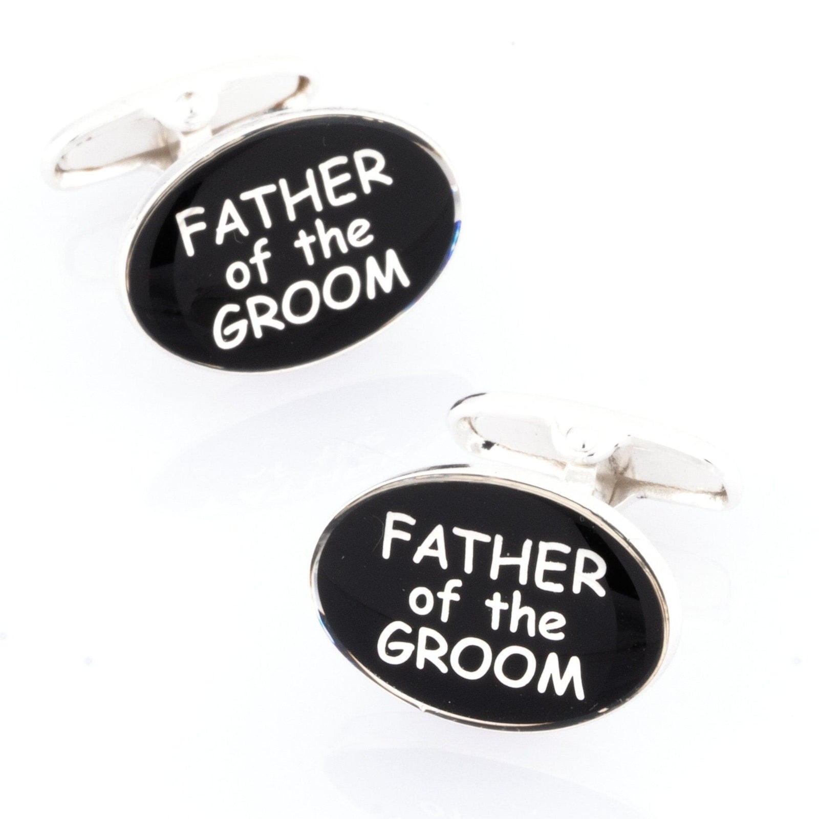 Father of the Groom Black and Silver Wedding Cufflinks Round Wedding Cufflinks Clinks Australia Father of the Groom Black and Silver Wedding Cufflinks 