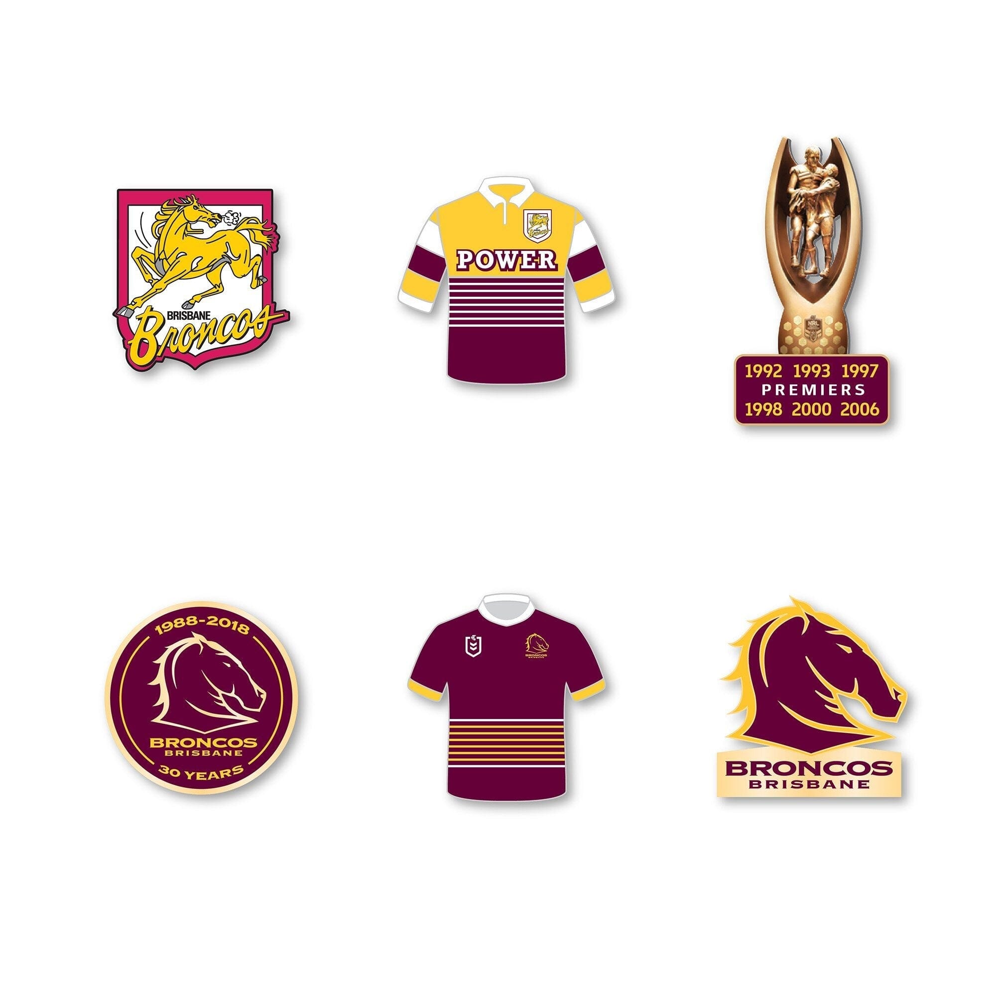 Brisbane Broncos Logo NRL Pin Set Lapel Pin Clinks Default 