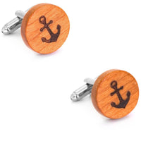 Round Wood Anchor Cufflinks Novelty Cufflinks Clinks Australia Round Wood Anchor Cufflinks