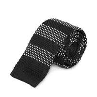 Black and White Stripe Knitted Tie Ties Cuffed.com.au