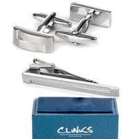 Silver Interlinked Cufflinks & Tie Clip Set Gift Set Clinks Australia