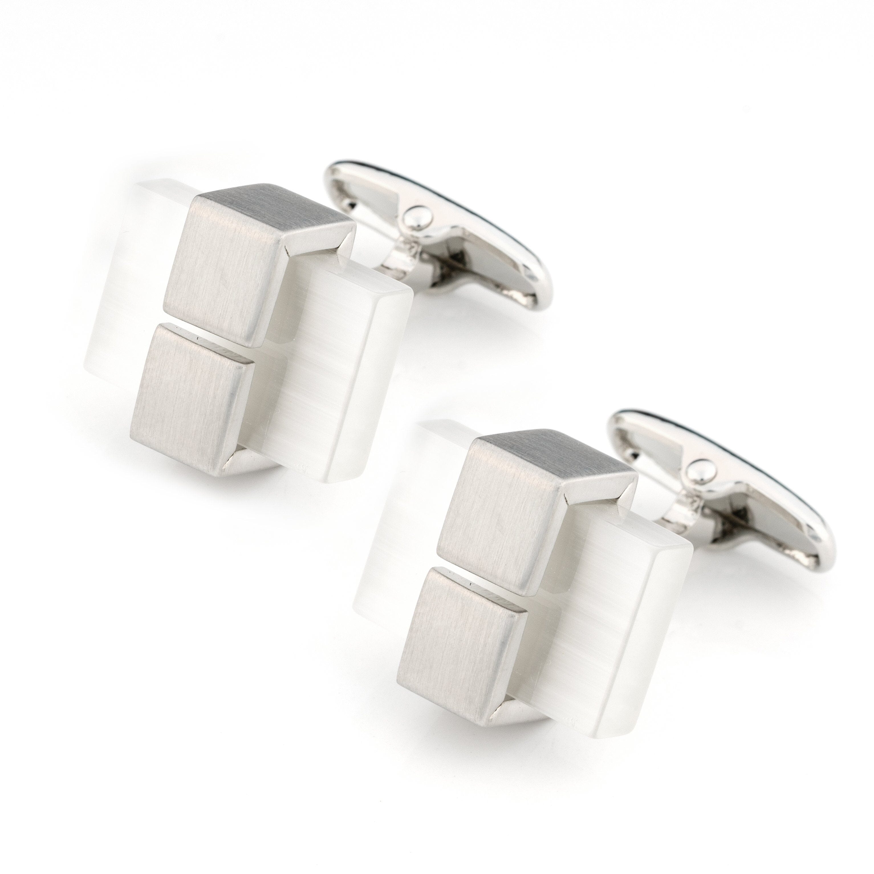White Ice Cateye Cufflinks Classic & Modern Cufflinks Clinks Australia 