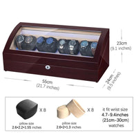 Avoca Watch Winder Box for 8 + 8 Watches in Mahogany Watch Winder Boxes Clinks