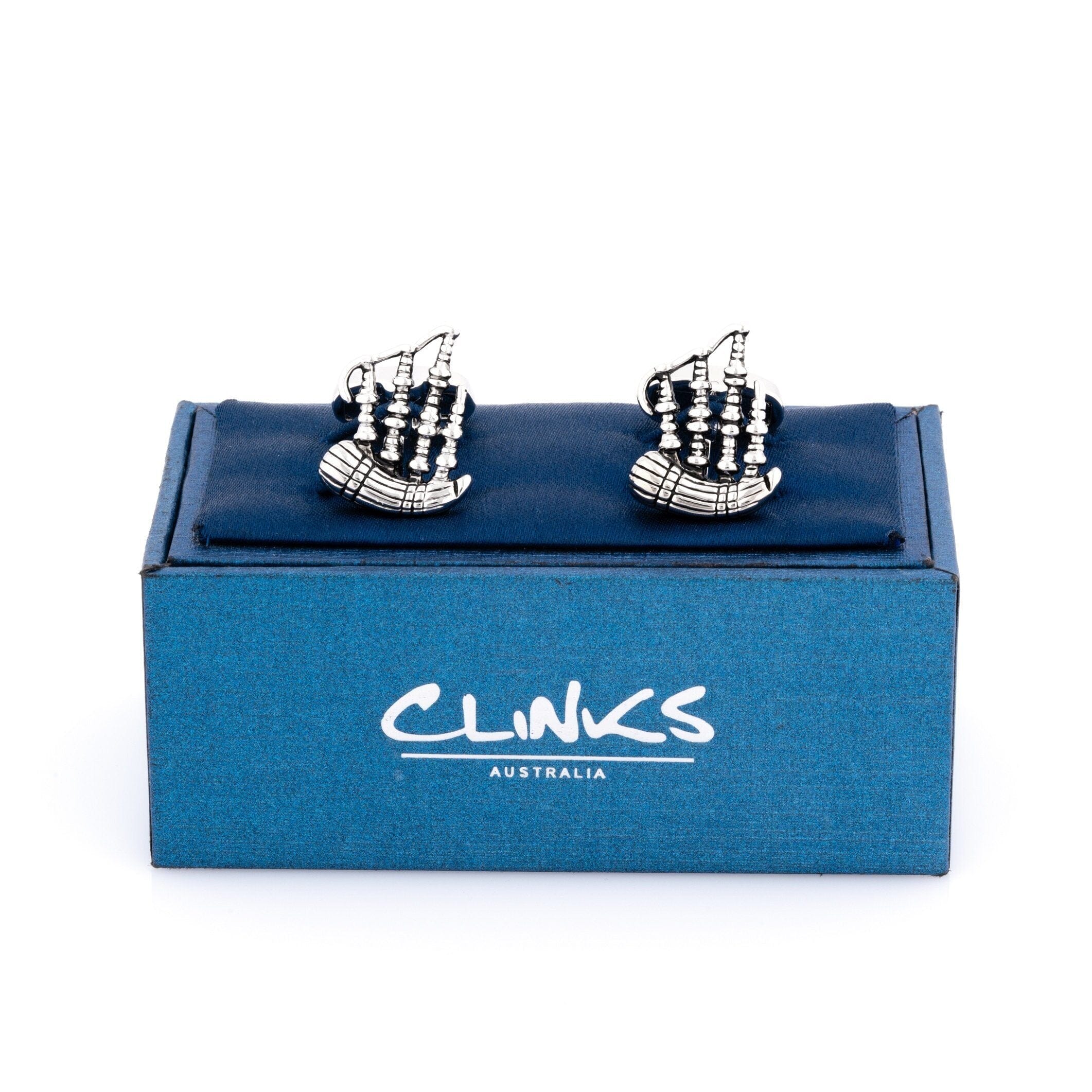 Scottish Bagpipe Cufflinks Silver Novelty Cufflinks Clinks Australia 