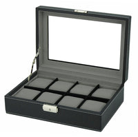 Black Leather Watch Box for 8 Watches Watch Boxes Clinks