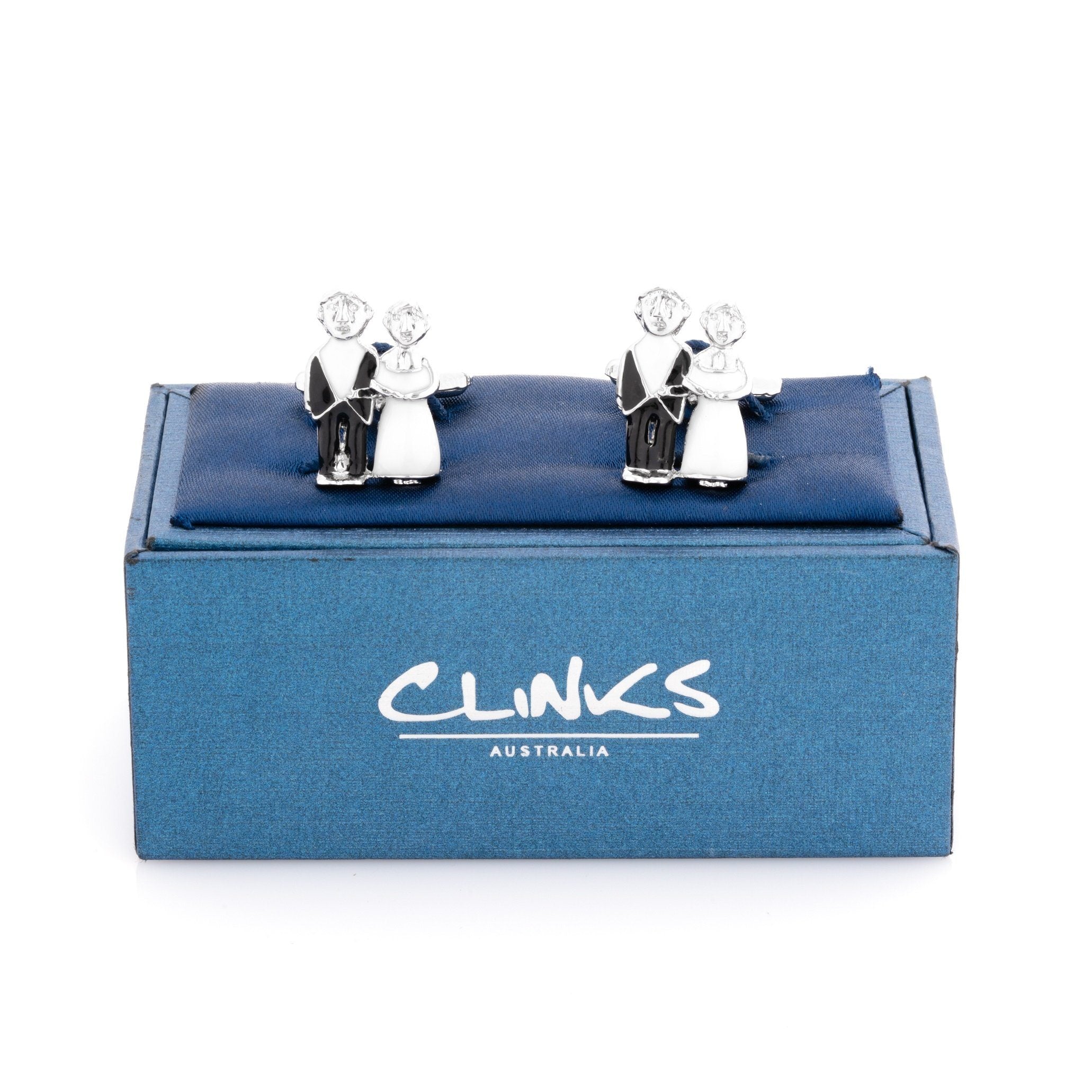 Wedding Bride Groom Couple in Black, White & Silver Cufflinks Wedding Cufflinks Clinks Australia 