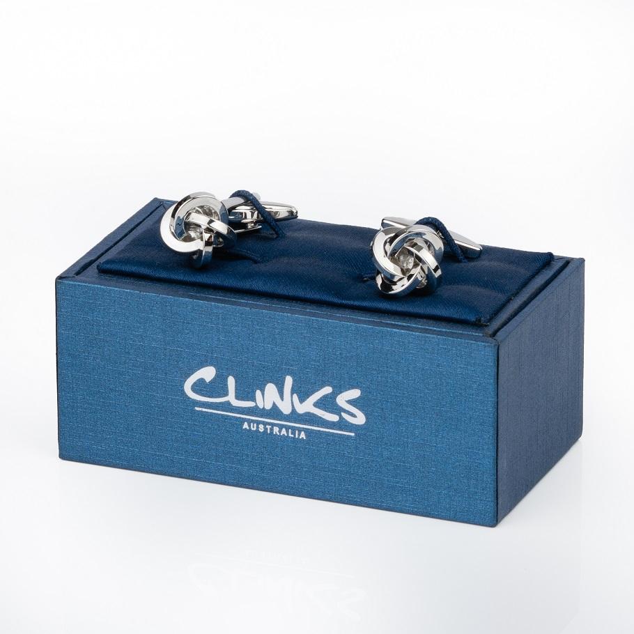 Silver Square Knot Cufflinks Classic & Modern Cufflinks Clinks Australia 
