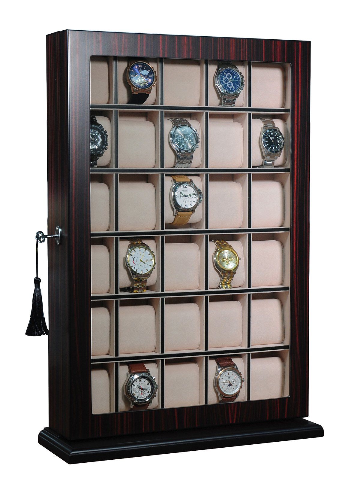 Ebony Wooden Watch Cabinet for 30 watches Watch Boxes Clinks Australia 