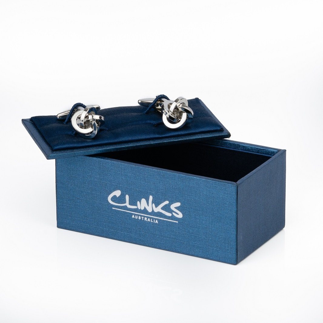 Silver Square Knot Cufflinks Classic & Modern Cufflinks Clinks Australia 