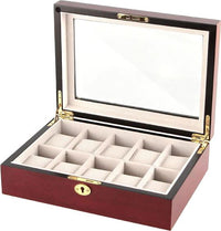 Cherry Wooden Watch Box for 10 Watches Watch Boxes Clinks