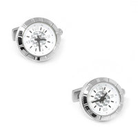 Round Silver Carbon Fibre Working Watch Clock Cufflinks Novelty Cufflinks Clinks Australia