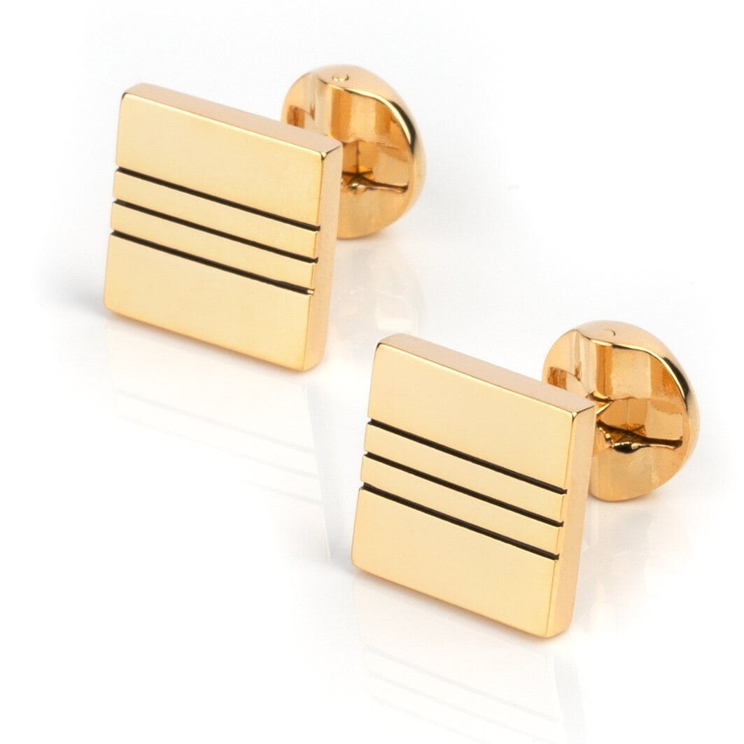 Classic Gold with Black Lines Cufflinks Classic & Modern Cufflinks Clinks Australia Classic Gold with Black Lines Cufflinks 