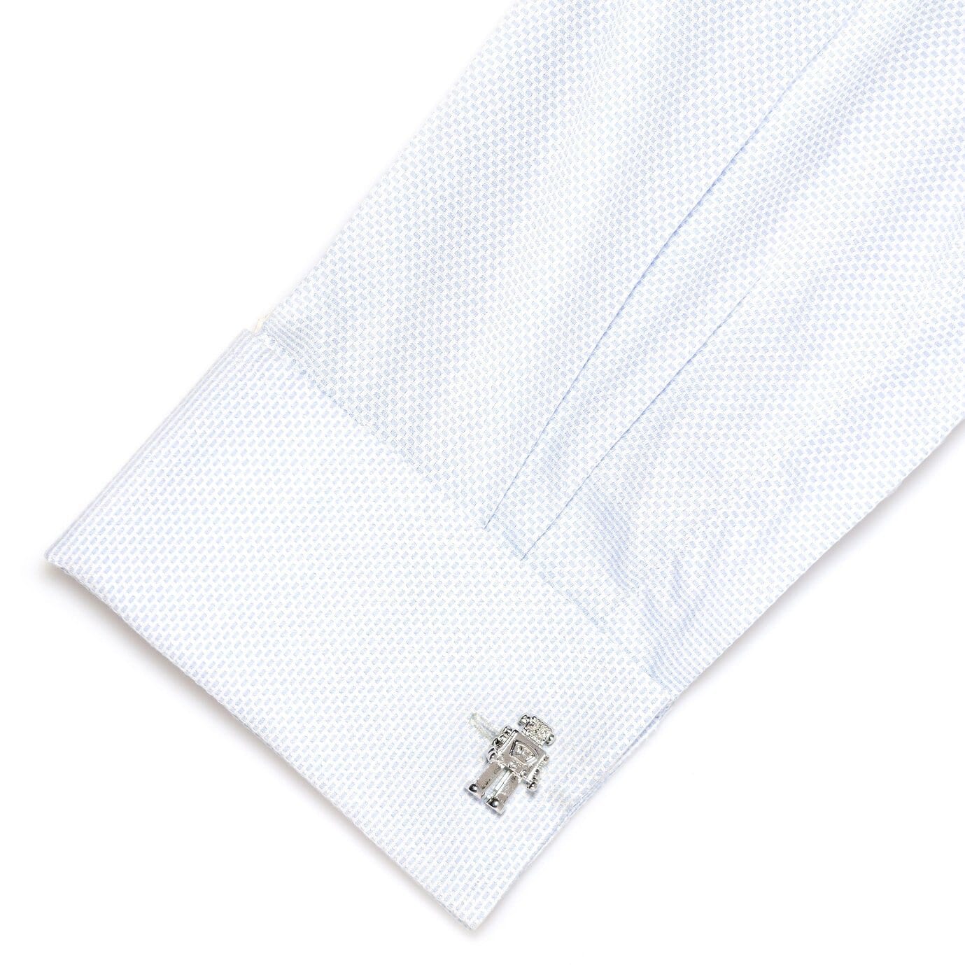 Robot Cufflinks in Shiny Silver Novelty Cufflinks Clinks Australia 